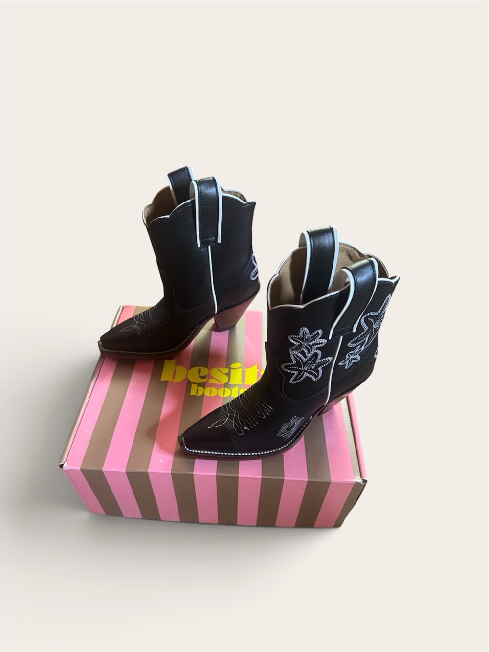 New in Box Besita Bliss Boots - Black Western Embroidered Women's Ankle Boots